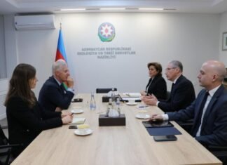 Nazir Beynəlxalq Ticarət Palatasının Baş katibi ilə COP29-a hazırlığı müzakirə edib Beynəlxalq Ticarət Palatasının Baş katibi Con Denton ilə ekologiya və təbii sərvətlər naziri Muxtar Babayev arasında görüş