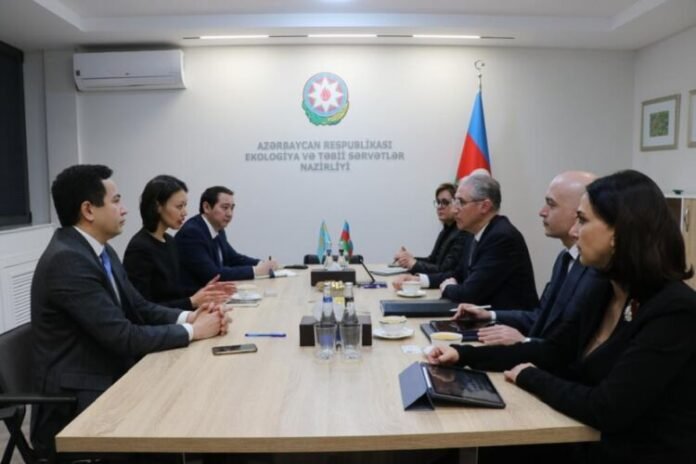 Qazaxıstan Respublikasının Prezidentinin müşaviri, beynəlxalq ekoloji əməkdaşlıq üzrə xüsusi nümayəndəsi Zülfiyyə Süleymenova ilə Azərbaycanın ekologiya və təbii sərvətlər naziri Muxtar Babayev arasında görüş Qazaxıstan Respublikasının Prezidentinin müşaviri, beynəlxalq ekoloji əməkdaşlıq üzrə xüsusi nümayəndəsi Zülfiyyə Süleymenova ilə Azərbaycanın ekologiya və təbii sərvətlər naziri Muxtar Babayev arasında görüş