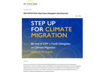 Türkiyədə iqlim miqrasiyası üzrə gənc nümayəndələrin COP29-da iştirak üçün ərizələrin qəbulu elan olunub Türkiyədə iqlim miqrasiyası üzrə gənc nümayəndələrin COP29-da iştirak üçün ərizələrin qəbulu elan olunub