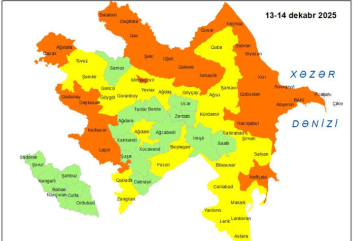 Küləkli hava şəraiti ilə bağlı sarı və narıncı xəbərdarlıq verilib Küləkli hava şəraiti ilə bağlı sarı və narıncı xəbərdarlıq verilib