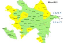 Küləkli hava şəraiti ilə bağlı sarı xəbərdarlıq verilib sarı xəbərdarlıq